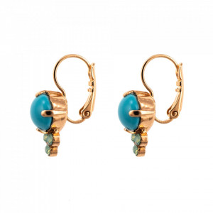 Cercei placati cu Aur roz de 24K, cu cristale Swarovski, Sapphire Sky | 1010-2677RG6-Turquoise-9157