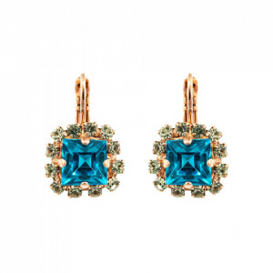 Cercei placati cu Aur roz de 24K, cu cristale Swarovski, Spring Flowers | 1002/3-2141RG6-Multicolor-1267