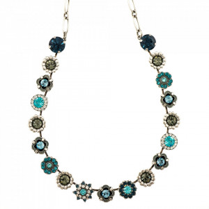 Colier placat cu Argint 925, cu cristale Swarovski, Nightfall | 3123-1114SP-Albastru-6327