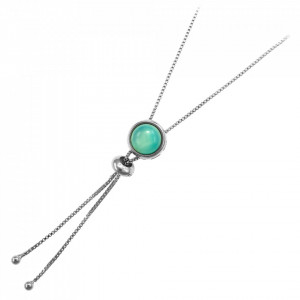 Colier placat cu argint - Bolo Blue Sky Agate cu piatra semipretioasa Agat Albastru-Albastru-8807