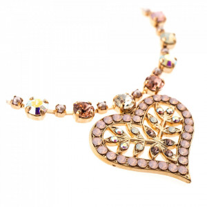 Colier placat cu Aur roz de 24K, cu cristale Swarovski, Aura | 3173/5-1112RG-Multicolor-6557