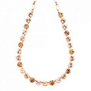 Colier placat cu Aur roz de 24K, cu cristale Swarovski, Jackie | 3252-39132RG-Bej-6177