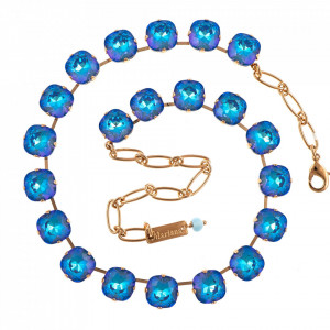 Colier placat cu Aur roz de 24K, cu cristale Swarovski, Ocean DeLite | 3326-143143RG-Albastru-6667