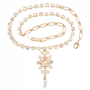 Colier placat cu Aur roz de 24K, cu cristale Swarovski, Seashell | 3106/1-M1201RG-Alb-6737