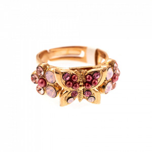 Inel placat cu Aur roz de 24K, cu cristale Swarovski, Antigua | 7031-223-1RG-Roz-7447