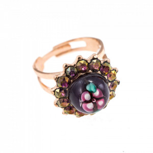 Inel placat cu Aur roz de 24K, cu cristale Swarovski, Bohemian Rhapsody | 7023-1072RG-Mov-7037