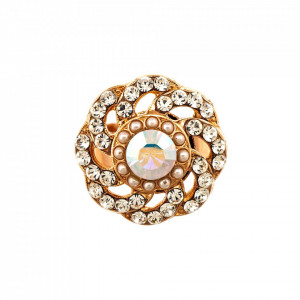 Inel placat cu Aur roz de 24K, cu cristale Swarovski, Crystal Pearl's | 7526/1-M48001RG-Transparent-8067