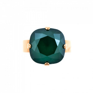 Inel placat cu Aur roz de 24K, cu cristale Swarovski, Fern | 7326/4-252RG-Verde-7927