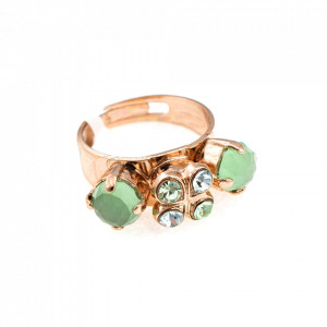 Inel placat cu Aur roz de 24K, cu cristale Swarovski, Fern | 7535-M1065RG-Verde-7667