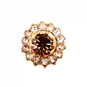 Inel placat cu Aur roz de 24K, cu cristale Swarovski, Jackie | 7023-39132RG-Bej-7437