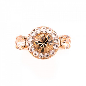 Inel placat cu Aur roz de 24K, cu cristale Swarovski, Jackie | 7084-39132RG-Bej-8057