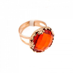 Inel placat cu Aur roz de 24K, cu cristale Swarovski, Lady In Red | 7220-236ARG-Rosu-7507