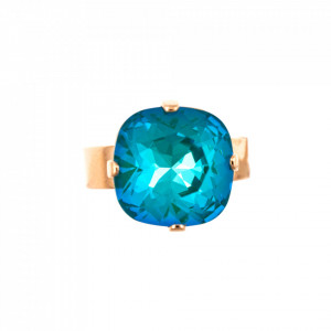 Inel placat cu Aur roz de 24K, cu cristale Swarovski, Nightfall | 7326/4-142RG-Verde-7917