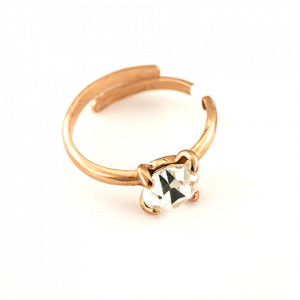 Inel placat cu Aur roz de 24K, cu cristale Swarovski, On a Clear Day | 7606-001RG-Transparent-7677