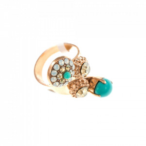 Inel placat cu Aur roz de 24K, cu cristale Swarovski, Sapphire Sky | 7416-807RG-Multicolor-7977