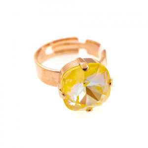 Inel placat cu Aur roz de 24K, cu cristale Swarovski, Yellow Brick Road | 7326/4-141RG-Galben-7537