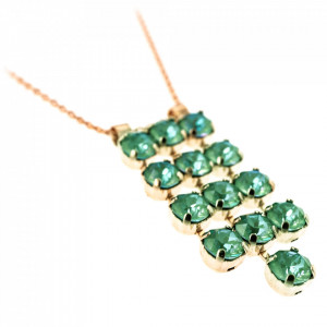 Pandantiv cu lant placat cu Aur roz de 24K, cu cristale Swarovski, Silky Sage DeLite | 5430/3-169169RG-Verde-7387
