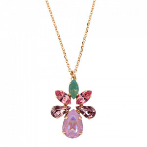 Pandantiv cu lant placat cu Aur roz de 24K, cu cristale Swarovski, Lavender | 5032/8-1910RG-Multicolor-6307