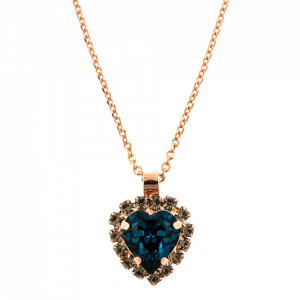 Pandantiv cu lant placat cu Aur roz de 24K, cu cristale Swarovski, Nightfall | 5100/14-215207RG-Albastru-6427