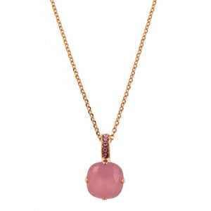 Pandantiv cu lant placat cu Aur roz de 24K, cu cristale Swarovski, Antigua | 5326/2-223026RG-Roz-6907