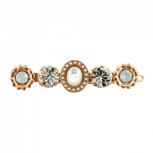 Agrafa de par placata cu Aur roz de 24K, cu cristale Swarovski, Seashell | 9006-M1201RG-Multicolor-6178