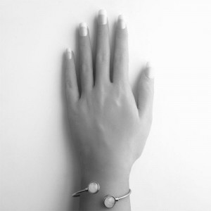 Bratara placata cu argint - Duo Moonstone Bangle cu pietre semipretioase Piatra Lunii-Alb-8558