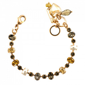 Bratara placata cu Aur roz de 24K, cu cristale Swarovski, Earl Grey | 4508/1-1132RG-Gri/Bej-9138