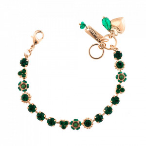 Bratara placata cu Aur roz de 24K, cu cristale Swarovski, Emerald | 4028-205205RG-Verde-1018