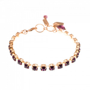 Bratara placata cu Aur roz de 24K, cu cristale Swarovski, February Lucky Birthstone | 4000-204204RG-Mov-1118