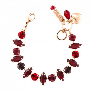 Bratara placata cu Aur roz de 24K, cu cristale Swarovski, Lady In Red | 4143/1-1070RG-Rosu-968