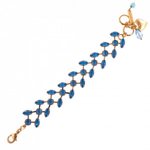 Bratara placata cu Aur roz de 24K, cu cristale Swarovski, Ocean DeLite | 4105-143143RG-Albastru-1408