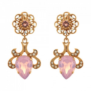 Cercei placati cu Aur roz de 24K, cu cristale Swarovski, Aura | 1156/1-1112RG2-Multicolor-5328