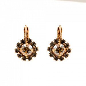 Cercei placati cu Aur roz de 24K, cu cristale Swarovski, Earl Grey | 1032/15-1132RG6-Gri/Bej-9098