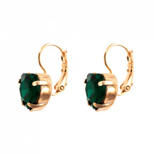 Cercei placati cu Aur roz de 24K, cu cristale Swarovski, Emerald | 1100/2-205RG6-Verde-2148