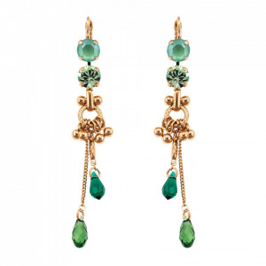 Cercei placati cu Aur roz de 24K, cu cristale Swarovski, Fern | 1160/2-2143RG6-Verde-5358