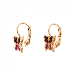 Cercei placati cu Aur roz de 24K, cu cristale Swarovski, FireFly | 1155-2140RG6-Rosu-5668