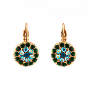 Cercei placati cu Aur roz de 24K, cu cristale Swarovski, Julia | 1416-1316RG6-Verde/Albastru-9178