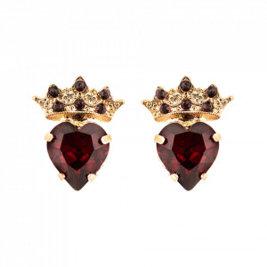 Cercei placati cu Aur roz de 24K, cu cristale Swarovski, Lady In Red | 1543-208208RG2-Rosu-6138
