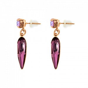 Cercei placati cu Aur roz de 24K, cu cristale Swarovski, Lavender | 1030/20-1910RG2-Mov-1658