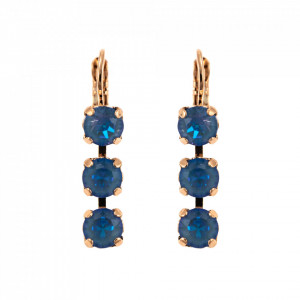 Cercei placati cu Aur roz de 24K, cu cristale Swarovski, Ocean DeLite | 1430/3-143143RG6-Albastru-5718