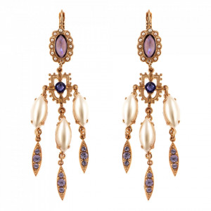 Cercei placati cu Aur roz de 24K, cu cristale Swarovski, Romance | 1420/2-139-10RG6-Multicolor-5658