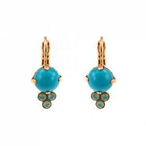 Cercei placati cu Aur roz de 24K, cu cristale Swarovski, Sapphire Sky | 1010-2677RG6-Turquoise-9158