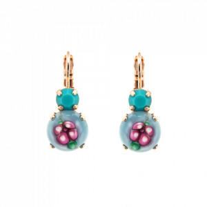 Cercei placati cu Aur roz de 24K, cu cristale Swarovski, Spring Flowers | 1062-267202RG6-Albastru-1618
