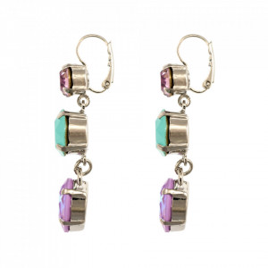 Cercei placati cu rodiu, cu cristale Swarovski, Lavender | 1440/3-1910RO6-Multicolor-6388