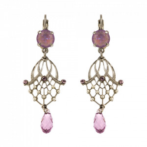 Cercei placati cu rodiu, cu cristale Swarovski, Romance | 1213-139-10RO6-Multicolor-5528
