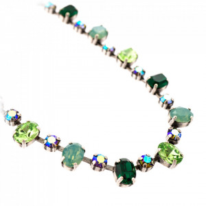 Colier placat cu Argint 925, cu cristale Swarovski, Fern | 3508/3-2143SP-Verde-6758