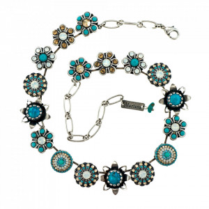 Colier placat cu Argint 925, cu cristale Swarovski, Sapphire Sky | 3124-M807SP-Multicolor-6498