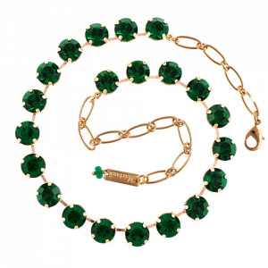 Colier placat cu Aur roz de 24K, cu cristale Swarovski, Emerald | 3474-205205RG-Verde-6738