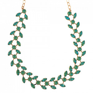 Colier placat cu Aur roz de 24K, cu cristale Swarovski, Silky Sage DeLite | 3128/3-169169RG-Verde-6108