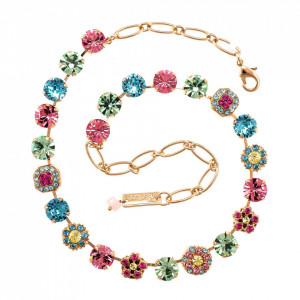 Colier placat cu Aur roz de 24K, cu cristale Swarovski, Spring Flowers | 3245/3-2141RG-Multicolor-6568